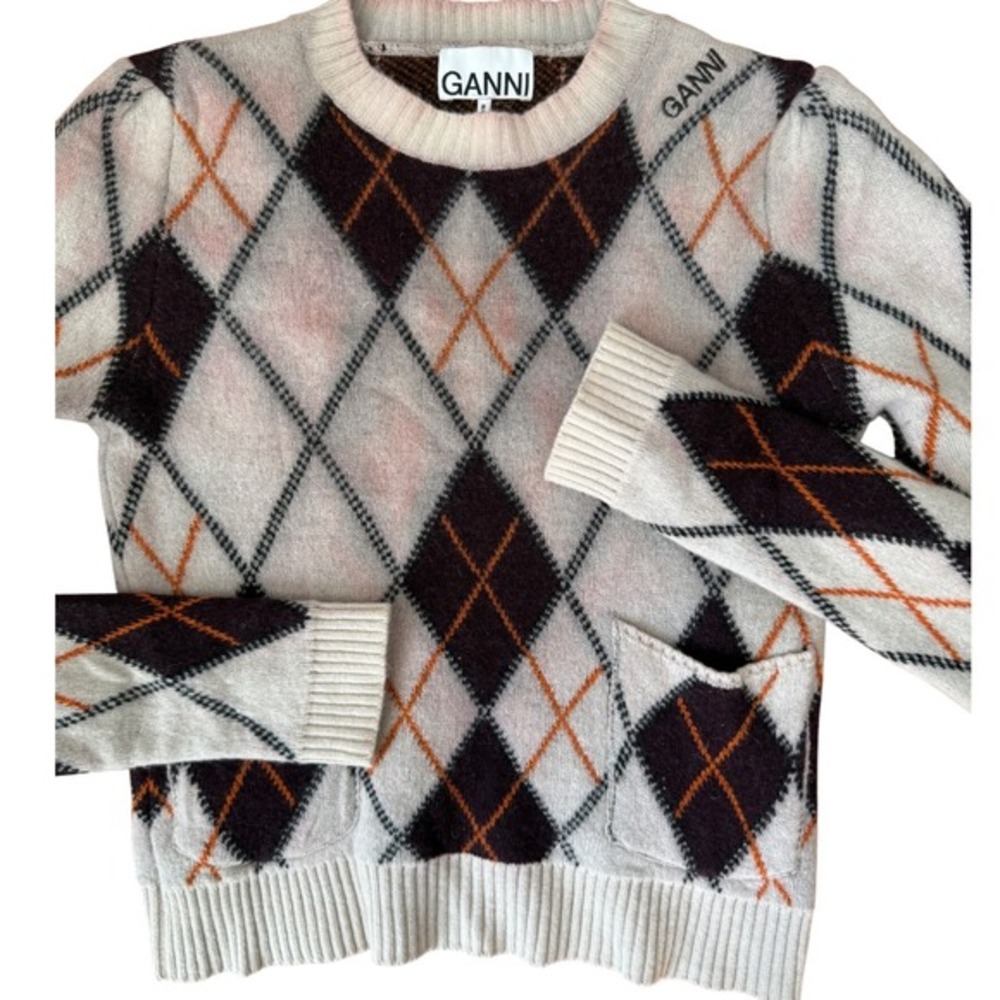 GANNI harlequin argyle sweater